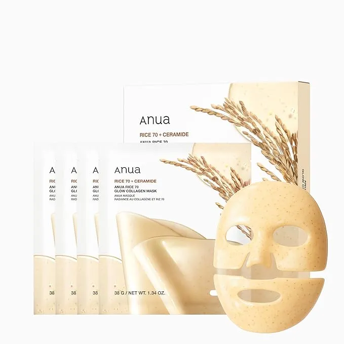 ANUA Rice 70 Glow Collagen Mask 38g(1 Piece)