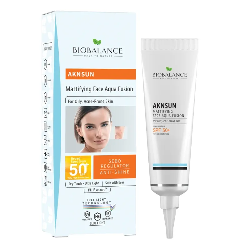 BIOBALANCE Aknsun Face Cream Mattifying Face Aqua Fusion SPF50+ 40ml