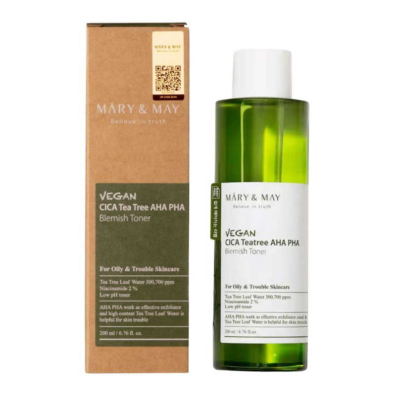 MARY and MAY -CICA Tea Tree AHA PHA Blemish Toner 6.76 oz 200ml